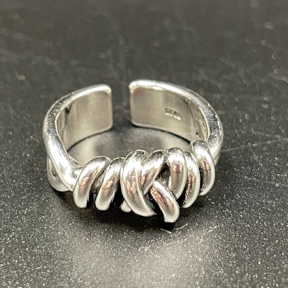 925 Sterling Stamped Twisted Knot Adjustable Boho Ring #1319 - Picture 9 of 13